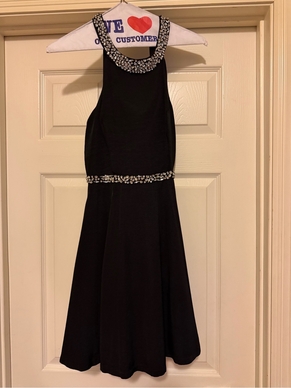 Black Jewel-Trim Girls' Halter Dress.